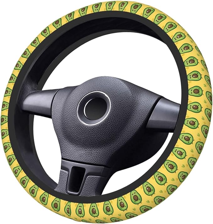 Neoprene Steering Wheel Cover Cartoon-Avocados?Pattern Car Steering Wheel Cover Universal Fit for Most Cars