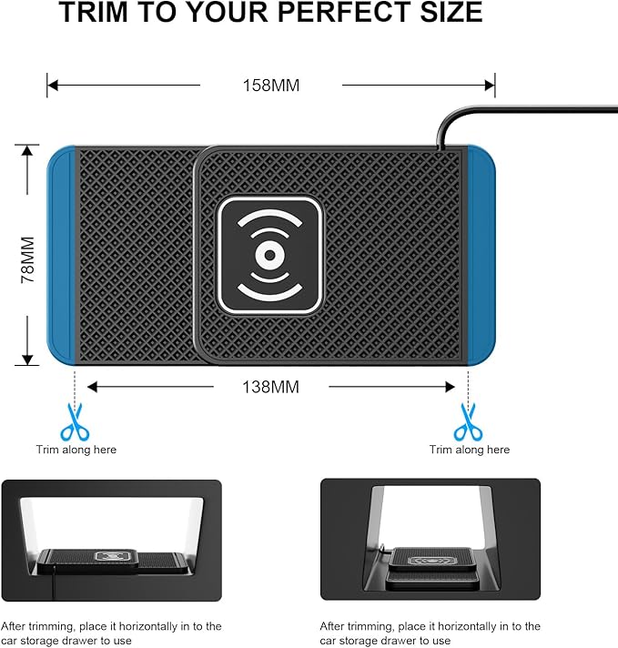 Wireless Charging Pad for Car for Genesis GV60 Magma Concept, 20W Fast Qi Car Ultra-Slim Wireless Charger Mat Non-Slip Silicone Dashboard Charging Pad,USB