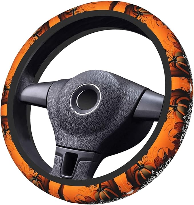 Thanksgiving Day Neoprene Steering Wheel Covers Women Men Car Accessories, Universal 15 Inch Fit Auto, Suvs, Truck