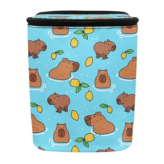 KEIAHUAN Capybara Car Trash Can Bin with Lid Hanging for Back Seat Collapsible and Portable Multipurpose Trash Bin Garbage Can for Car Office Home