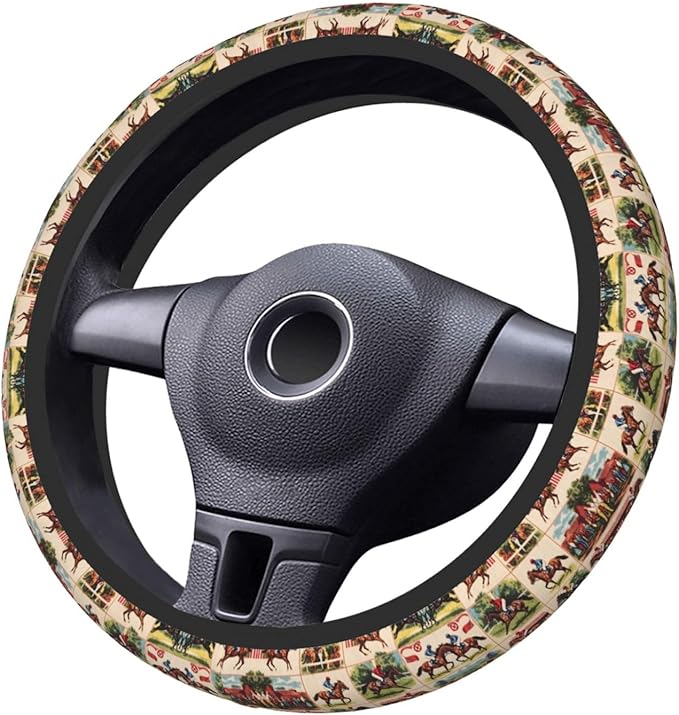 Horse Racing Universal Fit Steering Wheel Cover for Car, Truck, and SUV, Durable Steering Wheel Protection
