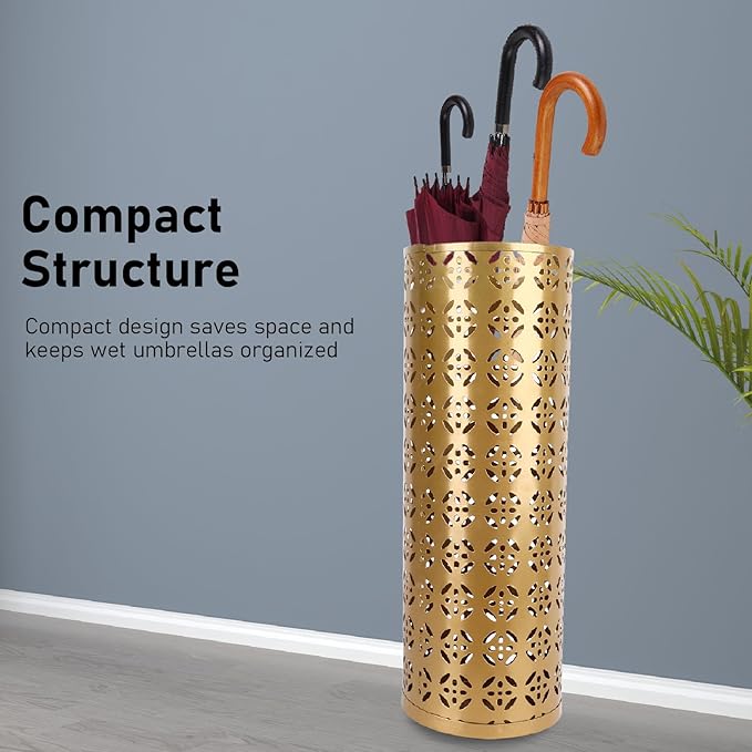 Round Umbrella Organizer Bin, Freestanding Metal Umbrella Holder Umbrella Stand Rack for Entryway, Canes Walking Sticks Holder Rain Collection for Home, Office (Large)
