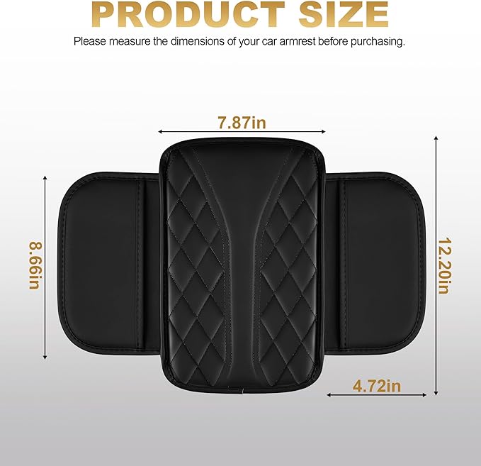 Center Console Cover Fit for Passport: Scratch and Wear Resistant Console Cover Leather with 2 Storage Bags -Upgraded Armrest Coverfor Car,Anti-Scratch Auto Armrest Pad Accessory （Black