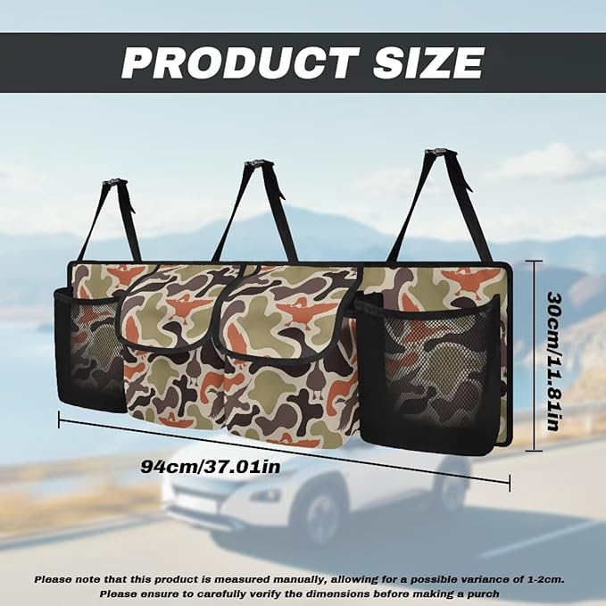 CLOHOMIN Duck Camo Trunk Organizer for SUV Sedan Van Hanging Seat Back Storage Multi Car Backseat Trunk Organizer Collapsible Car Storage Bag with 4 Pockets