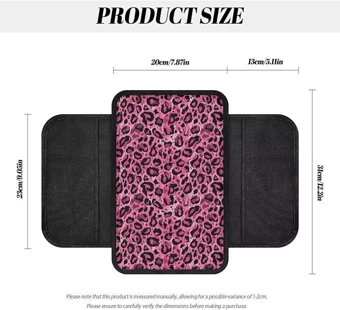 Dreaweet Purple Leopard Print Car Center Console Cover Cheetah Car Accessories Center Console Cover for Women,Universal Arm Rest Cover for Car Console Covers with Pockets for Truck Sedan SUV