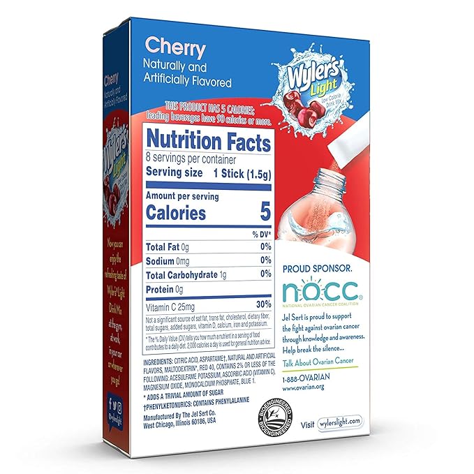 Wyler's Light Singles To Go Powder Packets, Water Drink Mix, Cherry, 8 count (Pack of 3)