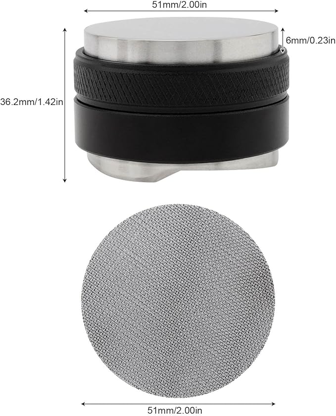 51mm Coffee Distributor & Tamper, Dual Head Coffee Leveler and Espresso Puck Screen Adjustable Depth Professional Barista Espresso Hand Tamper for Espresso Machine (51mm)