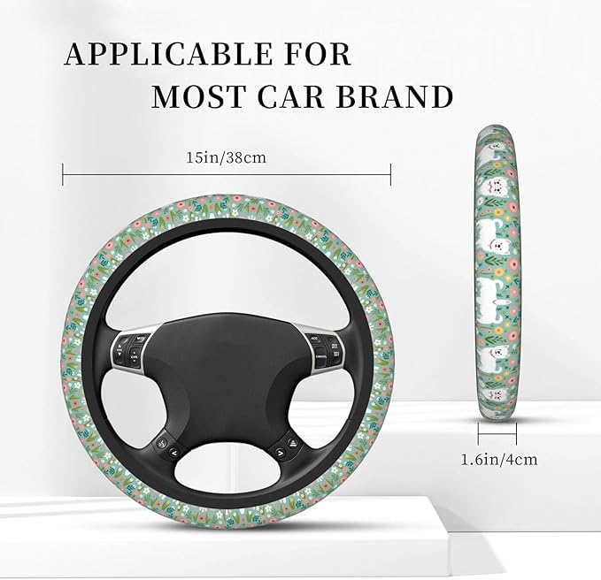 Westie Florals Cute Dog Universal Fit Steering Wheel Cover for Car, Truck, and SUV, Durable Steering Wheel Protection
