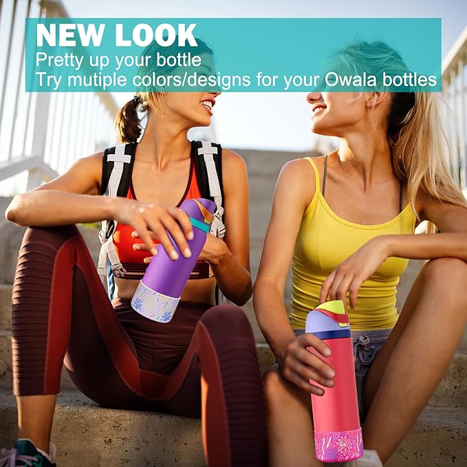 WK IEASON 2Pcs Silicone Boot for Owala Water Bottle, Protective Flask Bottom Cover Base for Owala FreeSip Twist and Flip Flask Water Bottle Accessories-3.56inch Bottom Diameter
