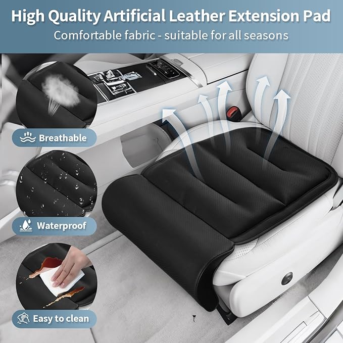 Car Seat Leg Extender Support Cushion, Memory Foam Driver Leg Rest Pad for Long Drives, Car Seat Extender Gap Filler for Knee & Thigh Support, Universal Fit for Car Office Chair Recliner