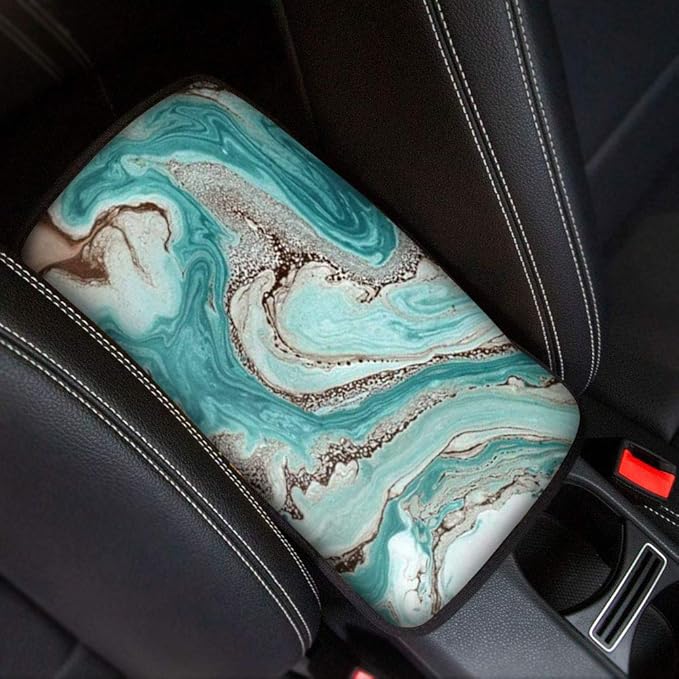 GLENLCWE Marble Abstract Pattern Car Armrest Cover Universal Fit Soft Center Console Armrest Cover Pad