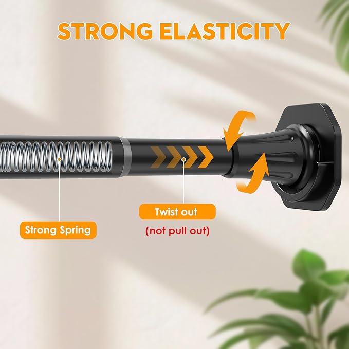 1.1 Inch Diameter Tension Closet Rods for Hanging Clothes 32-72 Inch, Adjustable Pole Closet to Hang Clothes, Heavy Duty Closet bar for Wardrobes with No Drilling Holder, Matte Black