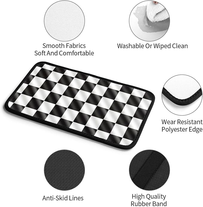 Racing Flags Checkered Flag Universal Center Console Armrest Cover Pad Car Armrest Protector for Most Cars, Suvs & Trucks, Cushion with Easy Installation