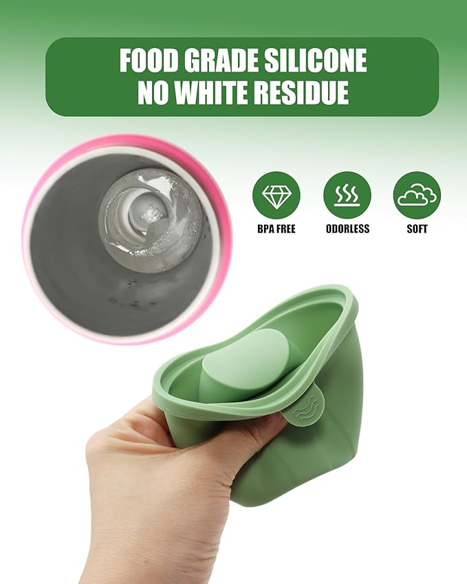 Ice Molds for Owala 24-40oz, Set of 3, Food-Grade Soft Silicone, No White Residue, Easy to Release, Straw Placement Compatible with Owala FreeSip, Keeps Drinks Cold Longer (Green)