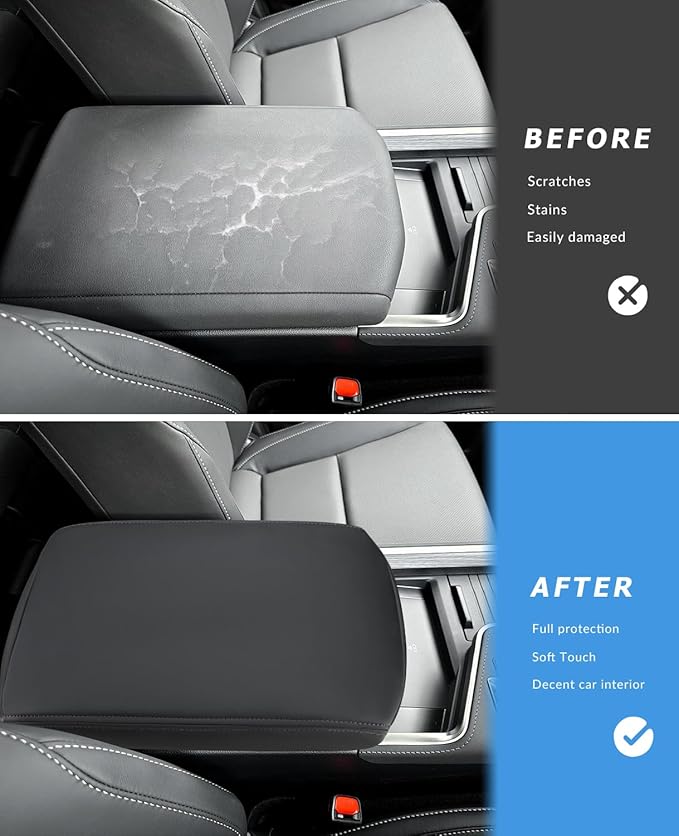 INTGET Center Console Cover for Lexus GX 550 Accessories 2024 2025 2026 Leather Middle Console Arm Rest Cover for Lexus GX550 2024 2025 2026 Accessories (Dark Gray Stitches)