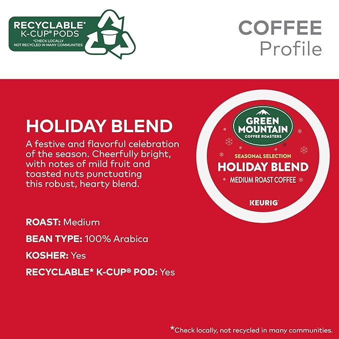 Green Mountain Coffee Roasters K-Cups, Holiday Blend, 10 Count