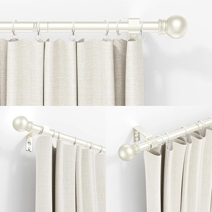 Thestoa Nickel Curtain Rods for Windows 48 to 84-92 Inch, Stainless Steel Long Curtain Rods for Bedroom, Living Room, Kitchen, Farmhouse, Outdoor