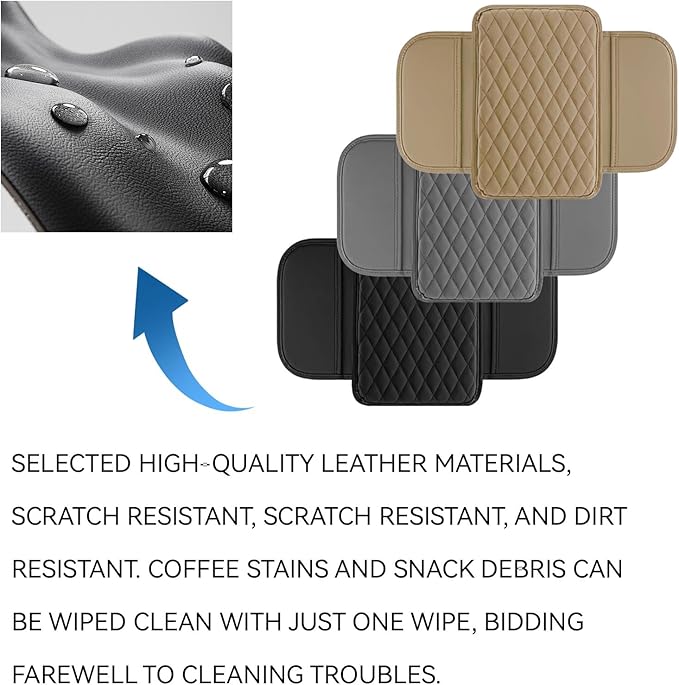 Car Center Console Armrest Cover with Storage Pockets, Universal Upgraded Microfiber Leather Center Console Organizer Protector for Most Cars SUVs Trucks Armrest Pad Interior Accessories (Beige)