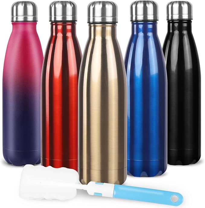 Sfee Insulated Water Bottle, 17 oz Stainless Steel Water Bottles, Double Wall Vacuum Reusable Water Bottles Leak Proof BPA-FREE Sports Bottle Cup Keep Hot&Cold for Running Gym Workout Cycling Kids
