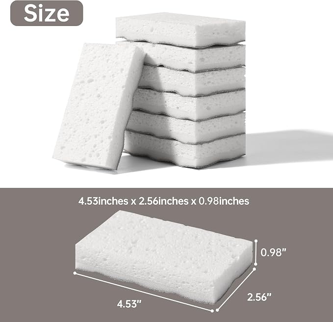 JOYMOOP Textured Clean Sponges, Dual-Sided Non-Scratch Soft Scrub Dish Sponge, Safe for Non-Stick Cookware, Kitchen and Household Cleaning, 36 Pack [Grey & White]