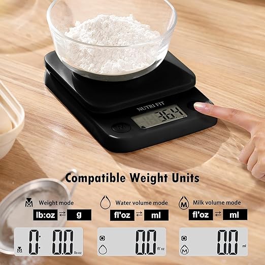 Food Scale Kitchen Scale Weight Grams and Ounces Small Digital Scale for Weight Loss Baking Cooking Coffee of NUTRI FIT, Max 11lb 0.5g Increment, LCD Smart Tare, Easy to Use for Travel, AAA Battery