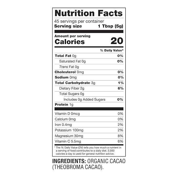 Plant Junkie Organic Cacao Powder, 8 oz - Unsweetened, Rich Dark Chocolate Taste, Certified Non GMO, Gluten Free, Kosher