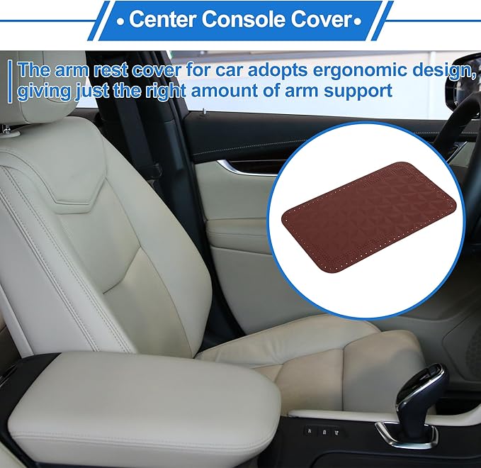 Car Center Console Cushion Pad 12.59"X7.67" Center Console Cover Armrest Seat Box Cover Faux Leather Wine Red