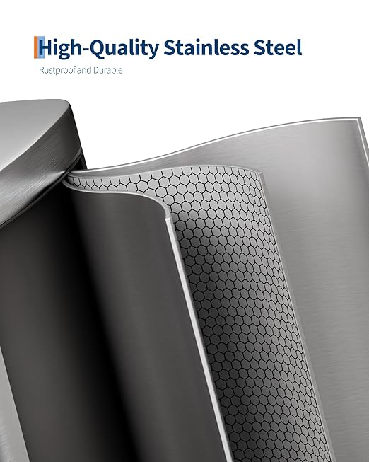 GarveeHome Stainless Steel Kitchen Trash Can, 13 Gal / 50 L Step-On Garbage Bin with Soft Close Lid, Large Rustproof Metal Trash Can for Kitchen, Silver