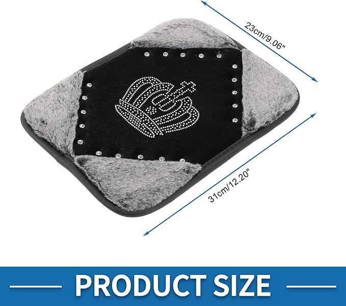 Car Armrest Cushion Pad Non-slip 12.20"x9.06" Seat Box Cover Protector Flannel Gray,Black Center Console Lid