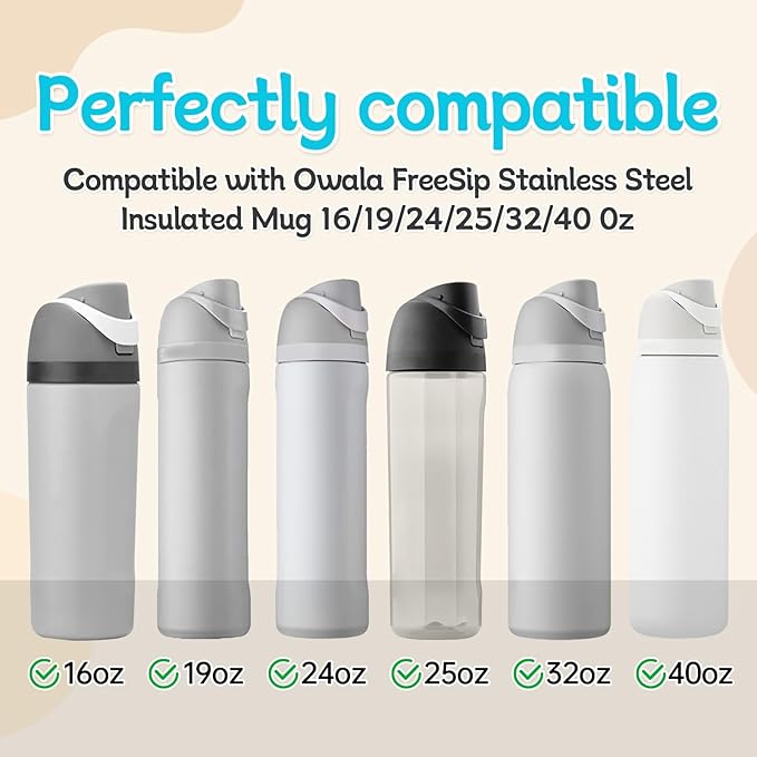 4pcs Replacement Stopper Seal Compatible with Owala FreeSip 24oz 32oz,Water Bottle Lid Insert Cap Silicone Seal Parts for Owala 16/19/24/32/40oz Spout Gasket Mouth piece Accessories F6