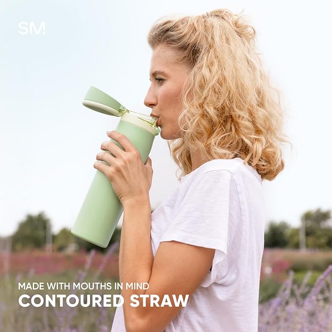 Simple Modern Mesa Loop Water Bottle with Covered Straw and Handle | 30oz Cup Holder Friendly Insulated Stainless Steel Bottles for Travel, Sports and School | Dragon Fruit Mix