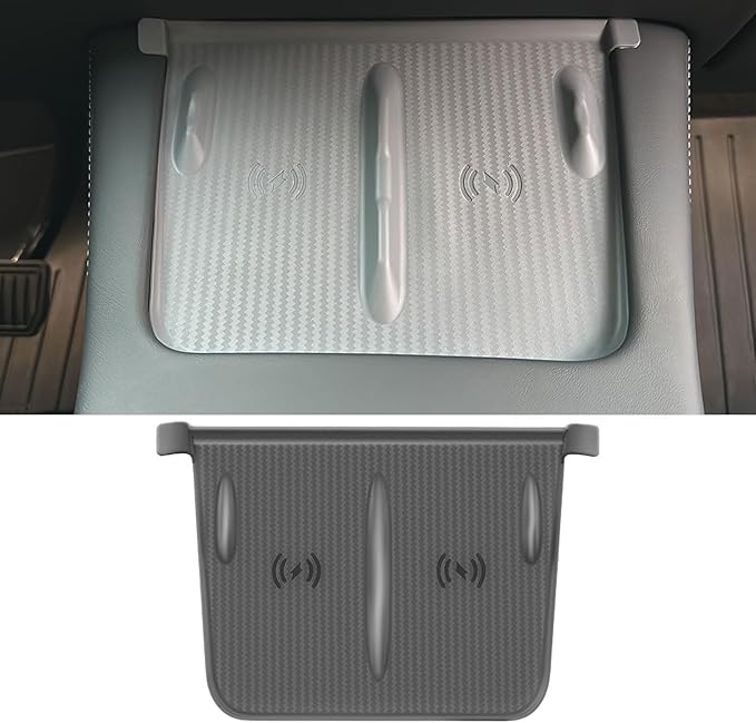 WinDu Center Console Wireless Charging Mat for Tesla Model 3 Model Y, Non-Slip Waterproof Silicone Mat Charging Protective Pad for Tesla Accessories Model 3 (2021-2023) and Model Y (2021-2024),Gray