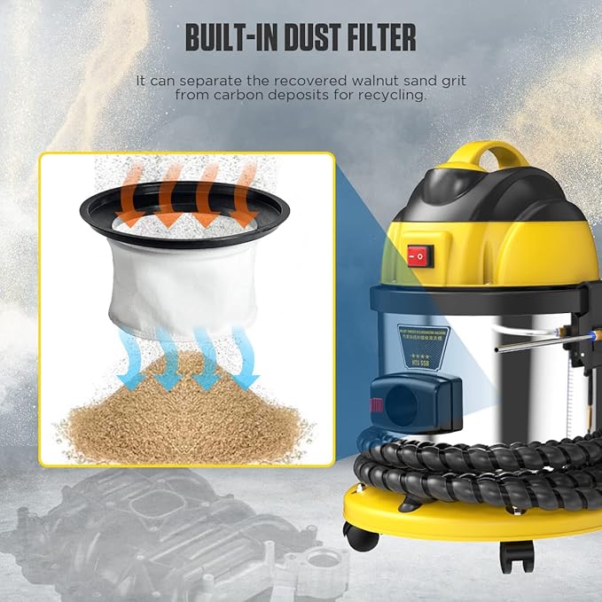 Walnut Sand DE-Carbon Cleaner HTS558 Engine Intake Valve Cleaner Valvetronic System Walnut Powder Sand Carbon Deposit Cleaning Tool Car Walnut Blaster Cleaner With 23pcs Car Model Adapters 110V/220V