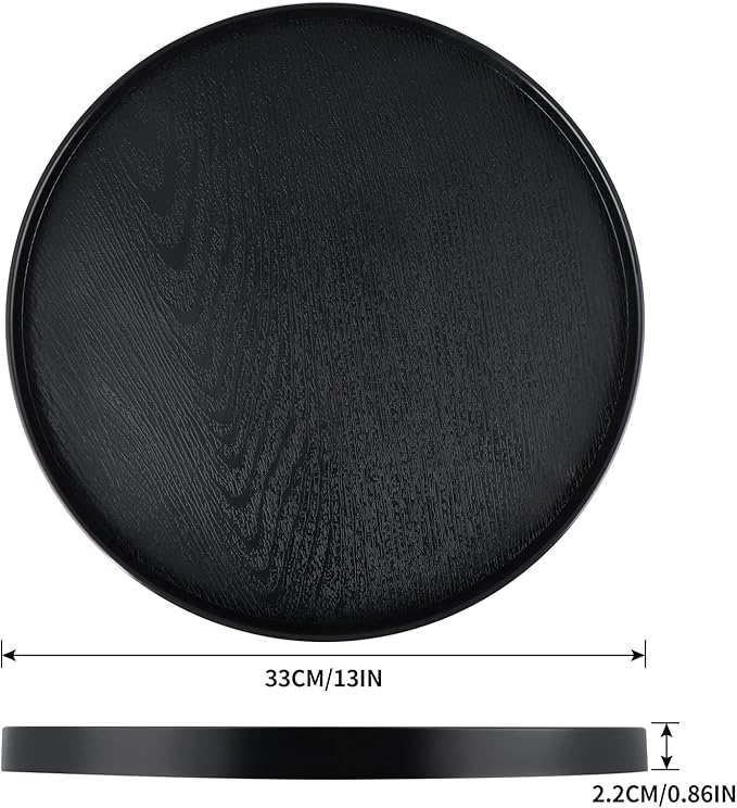 MDLUU Plastic Serving Tray, 13" Ottoman Tray, Round Butler Tray for Breakfast in Bed, Coffee Table Decor, Party