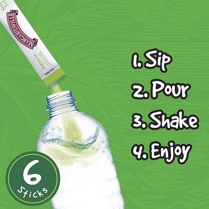 Margaritaville Singles to Go Water Drink Mix - Margarita Flavored, Non-Alcoholic Powder Sticks (12 Boxes with 6 Packets Each - 72 Total Servings), 0.65 Ounce (Pack of 12)