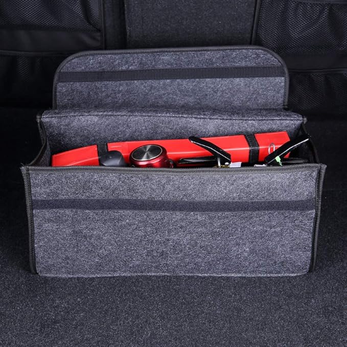 Car Storage Bag, Car Soft Storage Box Trunk Bag Travel Storage Organizer Holder Car Accessories Deep Grey