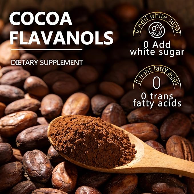 High Flavanol Cocoa Powder, 1200mg Flavanols per Serving, Natural Unsweetened Dutch Cocoa for Baking, Cooking & Beverages, Rich Dark Chocolate Flavor (01)