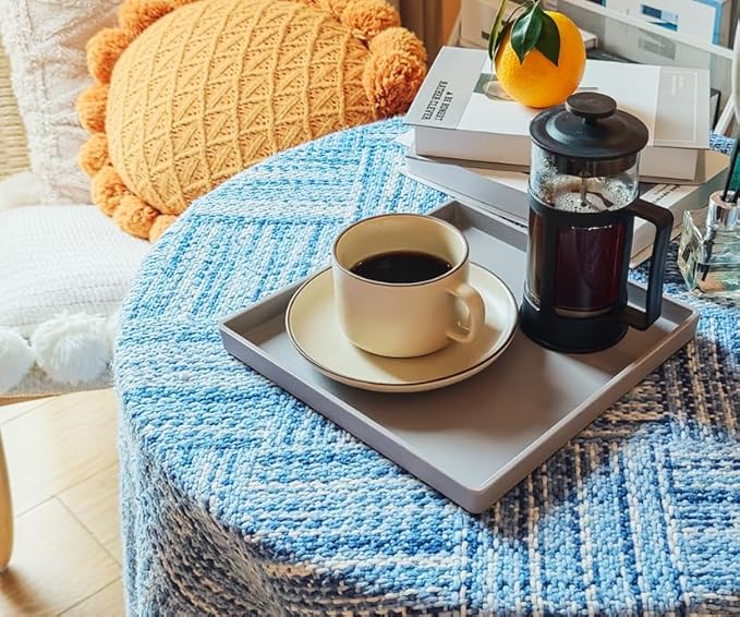 Small Square Tray (9 inch) 3 Pack, Durable Gray Tray for Desserts & Organization, Lightweight for Coffee, Drinks, Party, Seasoning, Perfume and Display.