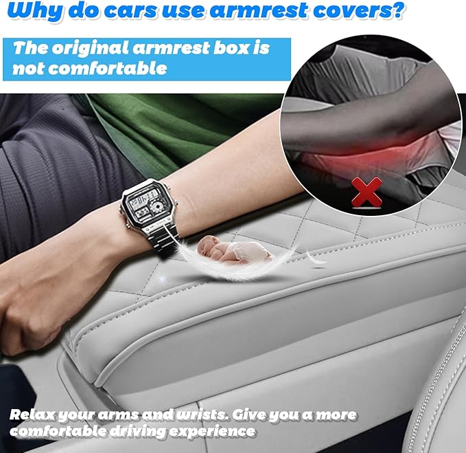 SHAOHAO for 2025 2026 Hyundai Santa Fe Center Console Cover for 2024 2025 2026 Hyundai Santa Fe Accessories (SE/SEL/XRT/Limited/Calligraphy) Armrest Cover Soft Pad Middle Console Lid Protector Grey