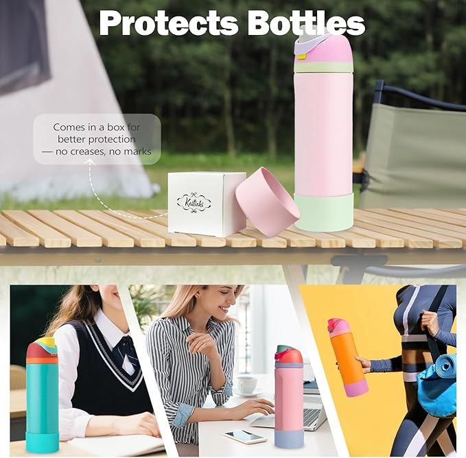 2PCS Silicone Boot for Owala 24oz FreeSip Water Bottle, Anti-Slip Scratch-Resistant Bottom Sleeve, Protective Sports Bottles Accessories, BPA-Free