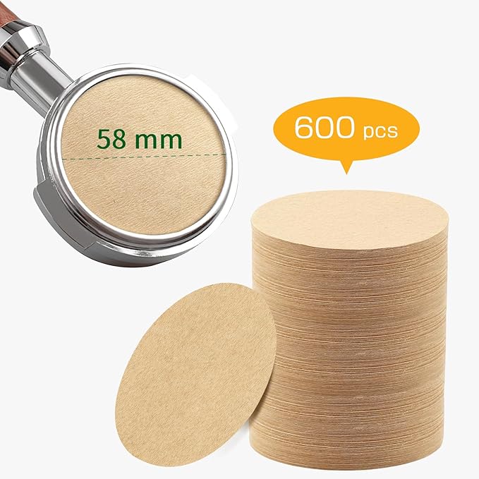 600pcs Espresso Filter Paper for CASABREWS Ultra Espresso Machine, Portafilter Filter Disposable Puck Screen for Flair Espresso Coffee Maker, 58mm