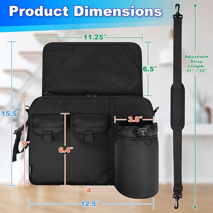 Cosmos Airplane Seatback Organizer Flight Seat Back Storage Bag Hanging Pocket with Adjustable Shoulder Strap, Commuter Shoulder Bag Travel Essentials Media Pouch for Personal Items