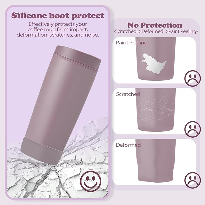 2pcs Silicone Boot for Owala SmoothSip Slider Coffee Tumbler 20oz 12oz, Anti-Slip Sleeve for Travel Coffee Mug, Protective Accessories for Owala BPA Free (Spring Revival)