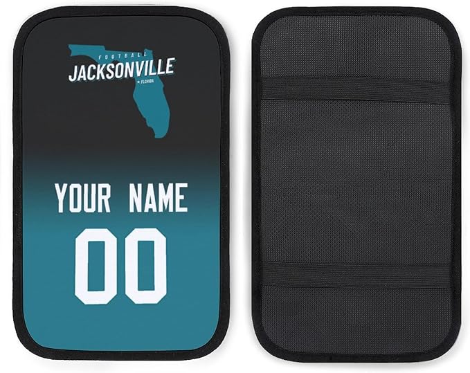 Custom Football Car Armrest Covers Universal Auto Center Console Pad Car handrail Box Cushion Personalized Add Name & Number Fans Gift Fit Suit for SUV Truck Sedan Van