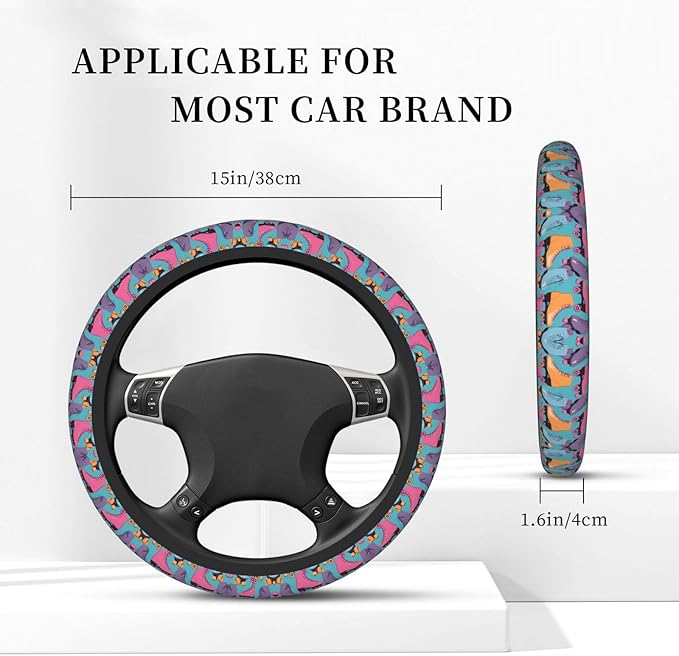 Retro Colorful Roller Skates Universal Fit Steering Wheel Cover for Car, Truck, and SUV, Durable Steering Wheel Protection