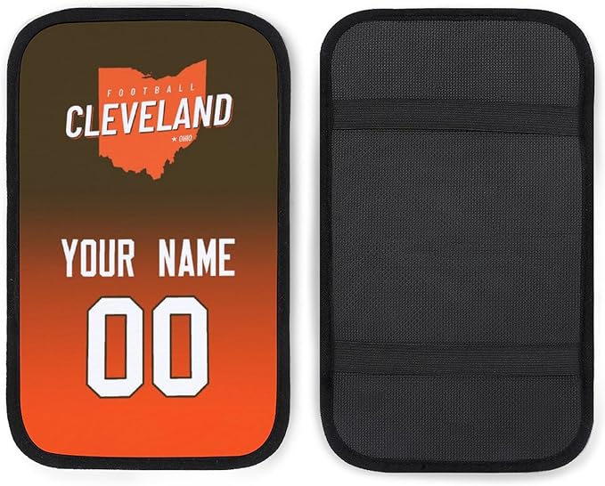 Custom Football Car Armrest Covers Universal Auto Center Console Pad Car handrail Box Cushion Personalized Add Name & Number Fans Gift Fit Suit for SUV Truck Sedan Van