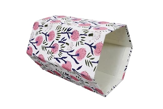 3.3 Gallon Cotton Hand Block Printed Paper Waste Basket |Small Decorative Trash Can for Housewarming Gifts in Living Room, Bedroom, Bathroom | Eco-Friendly, Plastic-Free (1, White Pink FLOWAR)
