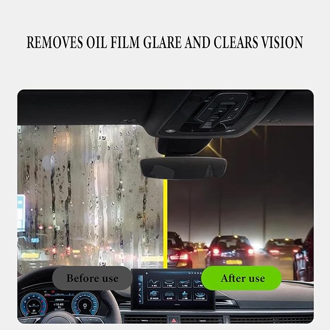 Car Glass Cleaning Brush - 150ml Oil Film Remover Tool, Anti Fog and Rain Protection Hydrophobic Gel | Windshield Cleaner and Glass Coating, Automotive Wipe Oil Film Cleaning for Clear Car windowss