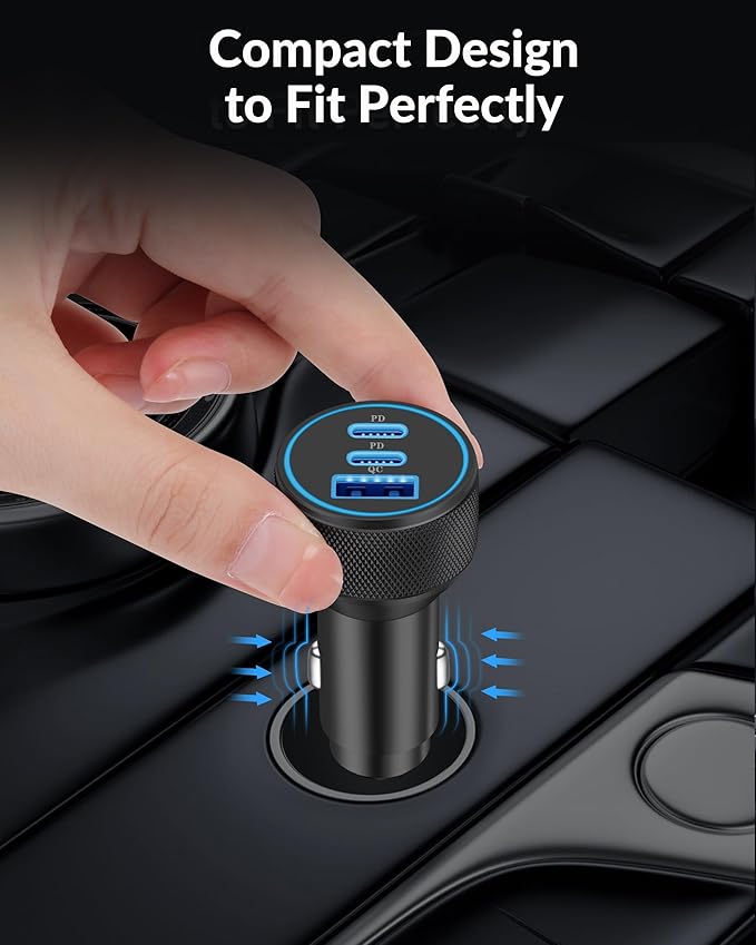 iPhone 17e/17/17 Pro Max Car Charger Fast Charging, 2-Pack 67W 3-Port Fast USB C Car Charger Adapter Cigarette Lighter with 3FT Type C Cable Cord for iPhone 17e/17/17 Pro Max/16/15 Pro Max/Plus, iPad