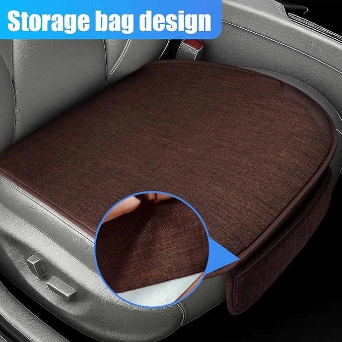 YoRise Car Seat Cover, Universal Cool Auto Front Seat Cushion Protector with Storage Pocket & Non Slip Bottom, Comfortable Breathable Vehicle Driver Seats Pad for SUVs, Trucks, Sedans (Coffee)